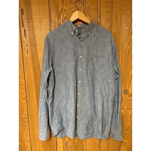 Land’s End Men’s Button Down Tailored Fit Denim Long Sleeve Business Shirt - Picture 2 of 6